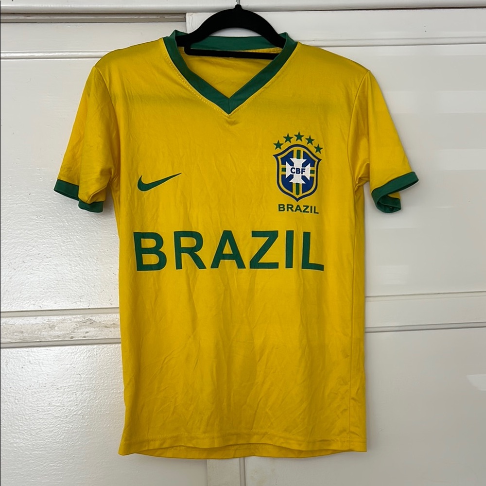 Nike Yellow and Green Brazil Soccer Jersey